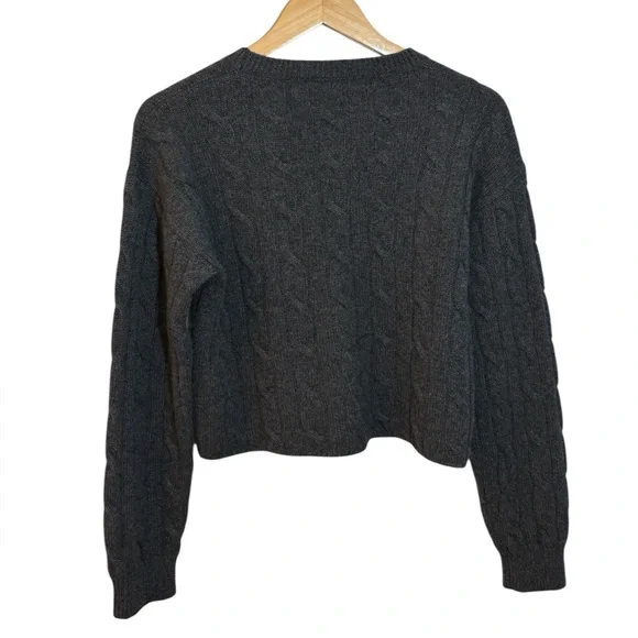 AG 100% Cashmere Cropped Cable Knit Sweater - Dark Gray (Size XS) - Picture 6 of 11